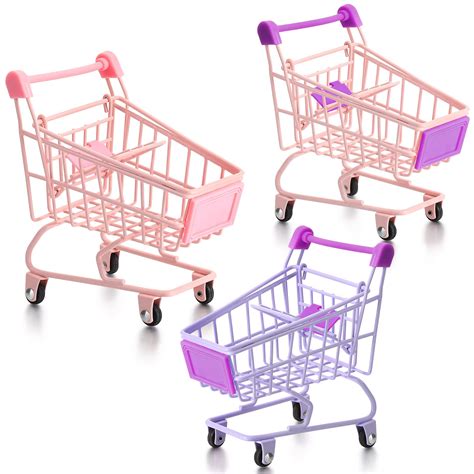 Hotop 3 Pieces Mini Shopping Cart Small Supermarket Cart Handcart ...