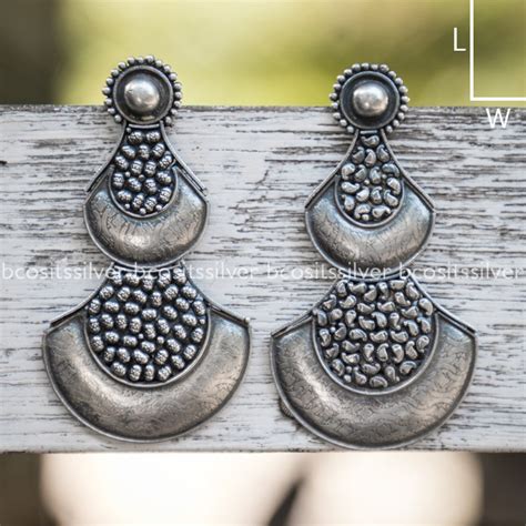 Pure 925 Silver Oxidized Chandbali - 310