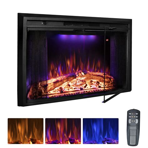 Luxstar 28" Realistic Flame Electric Fireplace Inserts with Glass Door ...