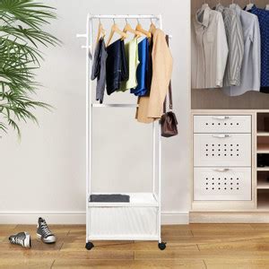 ADA Handicraft Bamboo Clothe Rail with Hanging Rod and Side Hook, Coat ...