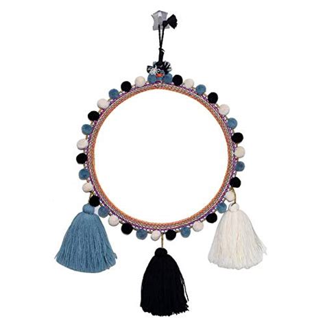 Buy patwaji Handmade Wall Hanging Mirror Pom-pom & Thread Wall Art Home ...