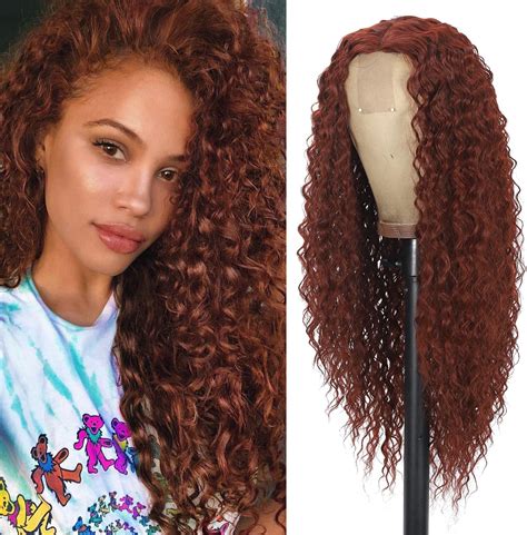Amazon.com : Long Curly Wig for Women Copper Red Curly Wigs 26 inches ...