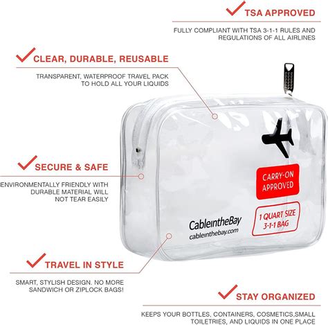 TSA Approved Clear Travel Toiletry Bag - Quart Sized with Zipper ...