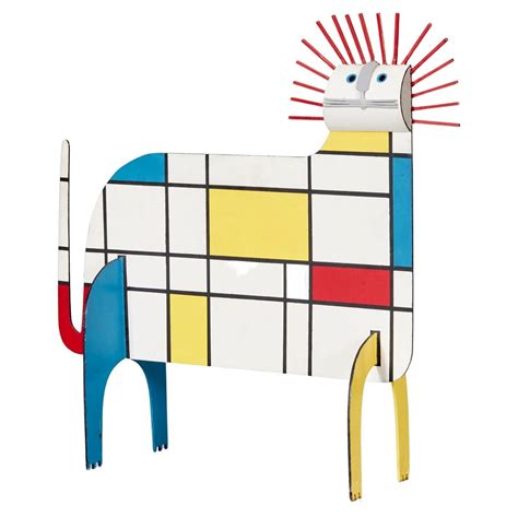 20th C. Painted Metal Lion Sculpture in the Neoplasticism Style of Piet Mondrian For Sale at 1stDibs