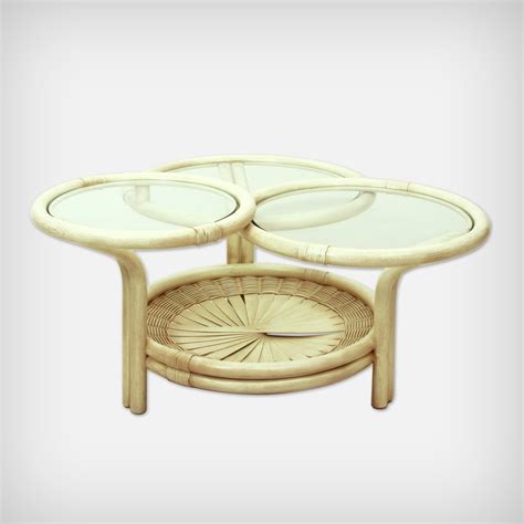 German Rattan & Glass Coffee Table by Flechtatelier Schütz, 1970s | #161466