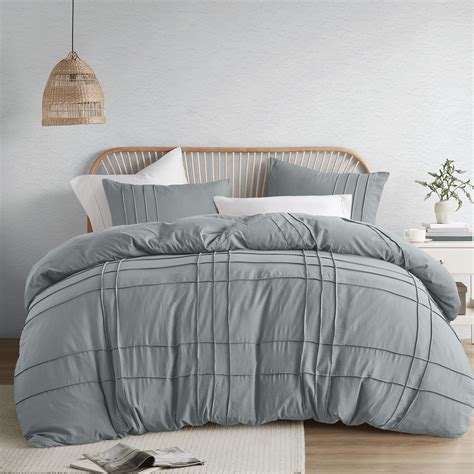 Amazon.com: Comfort Spaces Blue/Grey Queen Size Duvet Cover Set - 3 ...