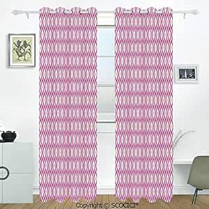 Buy SCOCICI Curtains Room Floral Theme Curvy Nested Elliptic Forms ...