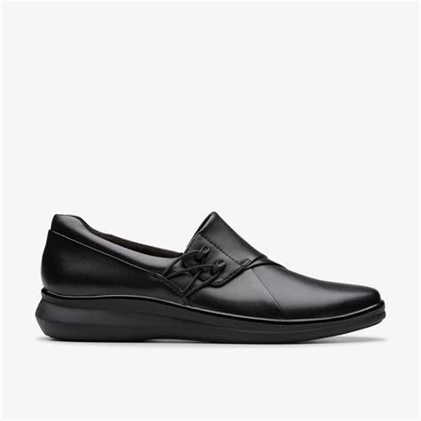 Womens Lynell Slip Black Leather Slip-Ons | Clarks