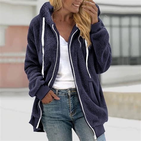 Women's Plus Size Fleece Jacket Zip Up Hoodie Cozy Warm Winter ...