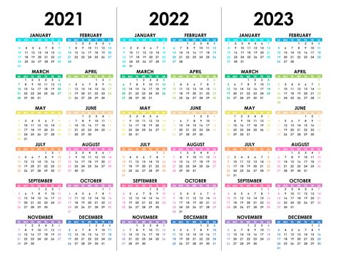 2021 2022 2023 Calendar Printable - IMAGESEE