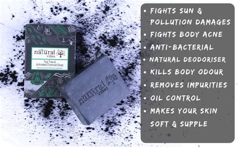 Buy Natural Vibes Tea Tree and Activated Charcoal Soap, 150g, (No ...