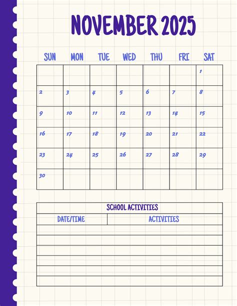 Free November 2025 Calendar Templates, Editable and Printable