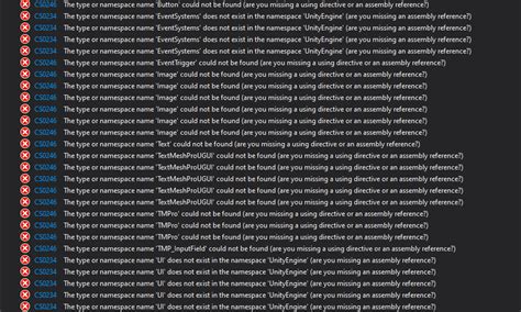 Unity Error Code Cs0234 的图像结果