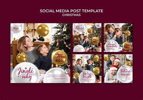Creative festive christmas ig posts pack | Free PSD