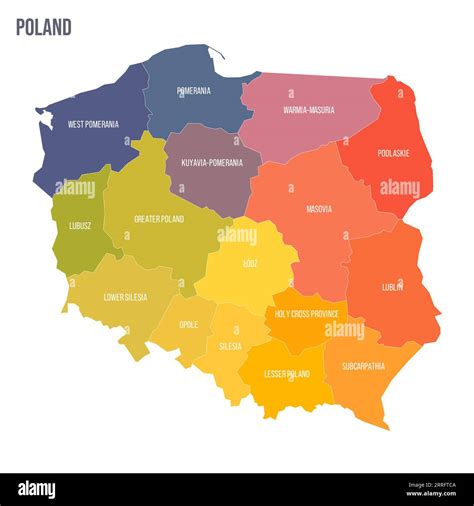Poland political map of administrative divisions - voivodeships ...