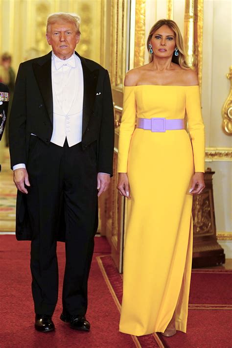 Melania Trump Bares Her Shoulders in Striking Yellow Gown at UK State ...