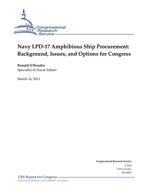 Navy LPD-17 Amphibious Ship Procurement: Background, Issues, and ...