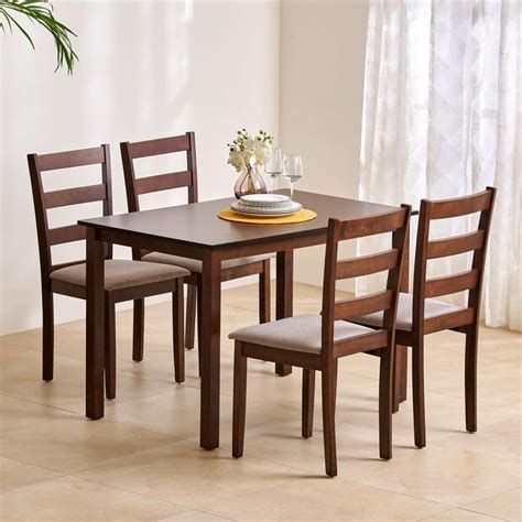 Buy Helios Lia Solid Wood 4-Seater Dining Set with Chairs - Brown from ...