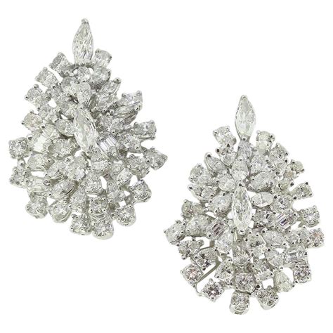 Large Multi-Diamond Cluster Earrings For Sale at 1stDibs