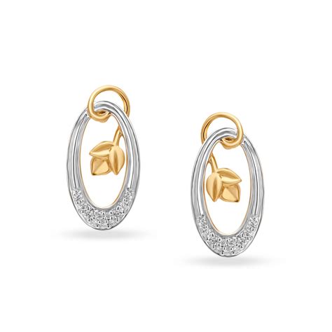 Dainty Tulip Gold and Diamond Stud Earrings