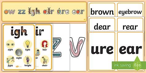 ow, zz, igh, air, ure, ear Phonics Display Pack