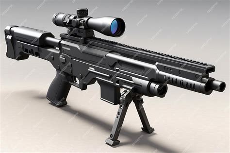 Modern bullpup design sniper rifle with folding bipod and monolithic ...