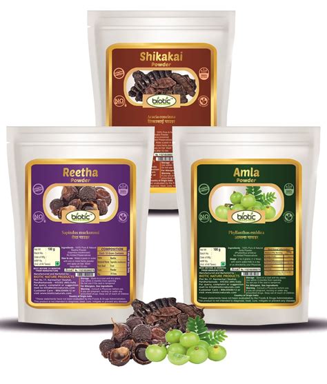 Biotic Natural Amla, Reetha and Shikakai Powder - 300gm (100 gms Each ...