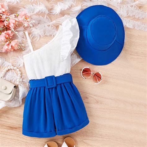 Girls One-Shoulder Ruffle Top with Shorts Set – INCLUDCATALOGUE