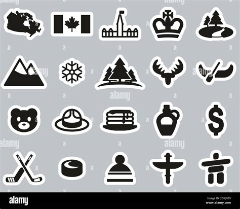 Canada Country & Culture Icons Black & White Sticker Set Big Stock ...