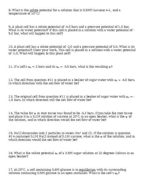 Water Potential Practice Problems 的图像结果