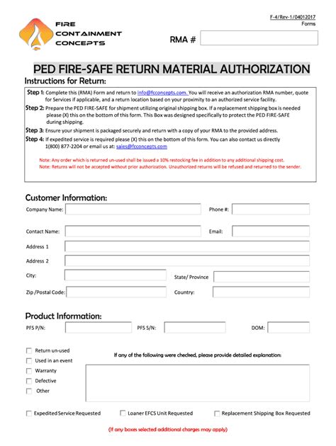 Fillable Online Return Instructions and Return Merchandise ...