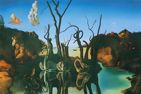Swans Reflecting Elephants Salvador Dali Print | Poster - Framed Canvas Art