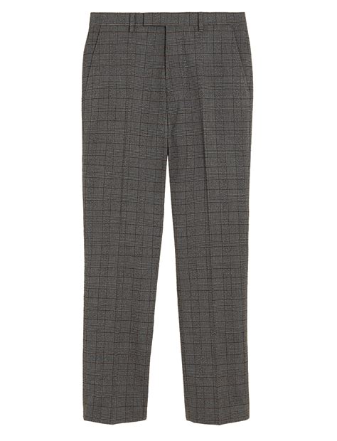 Buy Regular Fit Check Stretch Suit Trousers at Marks & Spencer