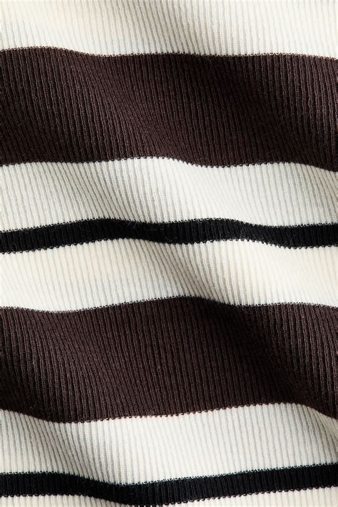 Women's White/Dark brown striped Ribbed top | H&M IN