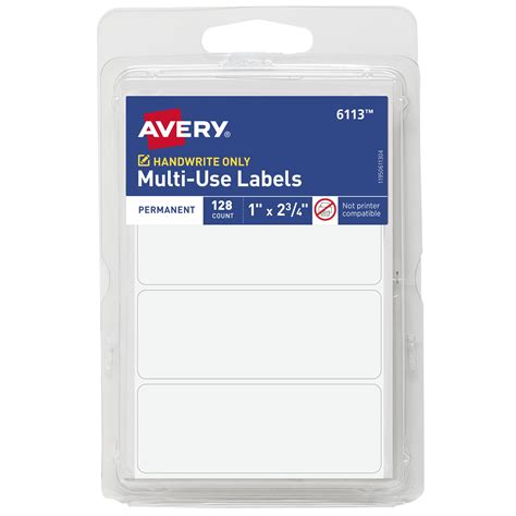 Avery Multiuse Permanent Labels, 1" x 2-3/4" Rectangle Labels, White ...
