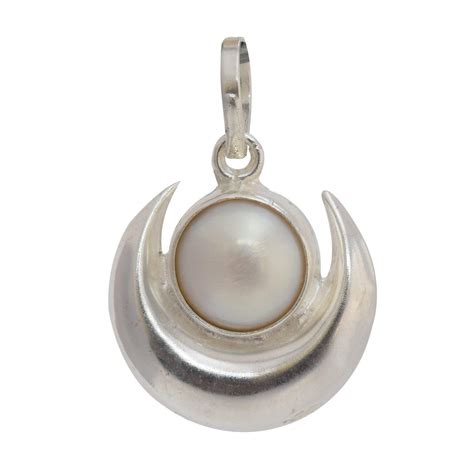 DEVAMA THE DIVINE Sterling Silver Moon Moti Pendant for Men with ...