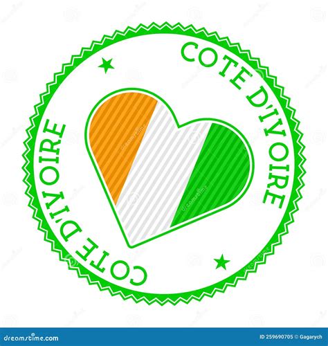 Ivory Coast heart badge. stock vector. Illustration of language - 259690705