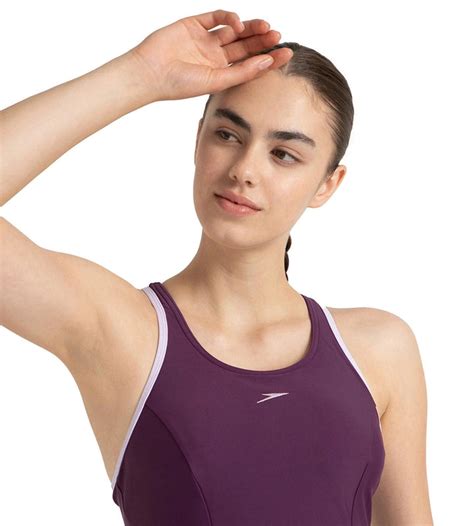Buy Speedo Women's Enduraflex Racerback Swimdress With Boyleg - Plum ...