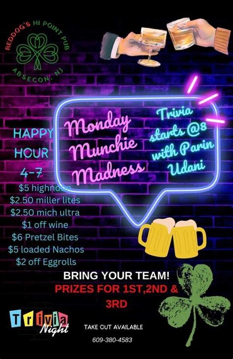 Triva with Parin Ufani, Reddog’s Hi Point Pub, Absecon, 12 February ...