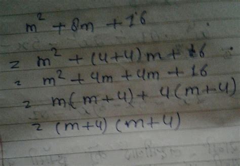 FACTORISE - (polynomial)m2 + 8m + 16 - Brainly.in