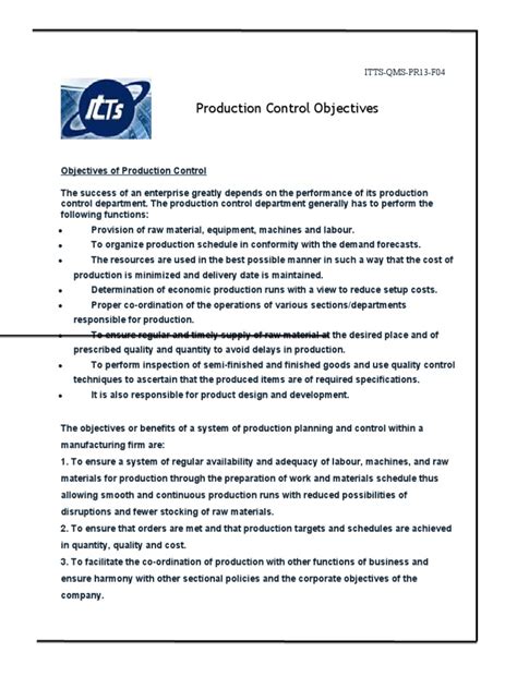 Image result for Production Objectives Examples
