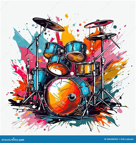 Drums Clip Art or T-Shirt Design Illustration Stock Illustration ...