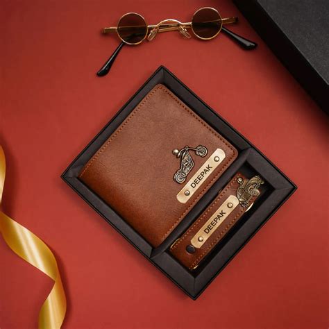 Classy Leather Customized Men's Combo (2 pcs) - Brown | Your Gift Studio