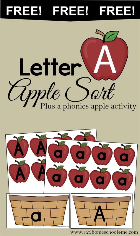 FREE LETTER A APPLE SORT (Instant Download) | Free Homeschool Deals