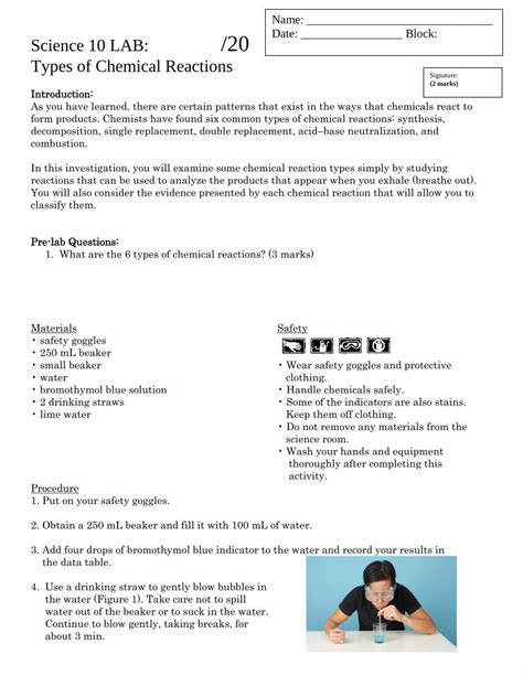 Image result for Types of Chemical Reactions Lab