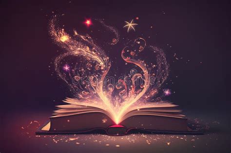 An Open Magical Book with Glow Coming from it, Ai Illustration Stock ...