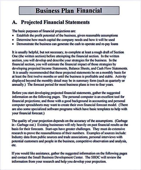 Business Financial Plan Example 的图像结果