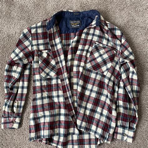 Men’s Red and white flannel shirt. Women’s oversized... - Depop