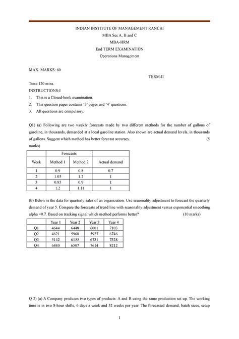 Question paper 2022 End term MBA and MBA HRM - INDIAN INSTITUTE OF ...