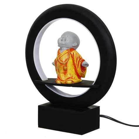 Orange Buddha Monk Decorative Circular Night Lamp – eCraftIndia